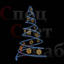 Светодиодная елка "Спираль со снежинками" 3 м Синий/Теплый белый