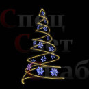 Светодиодная елка "Спираль со снежинками" 3 м Теплый белый/Синий